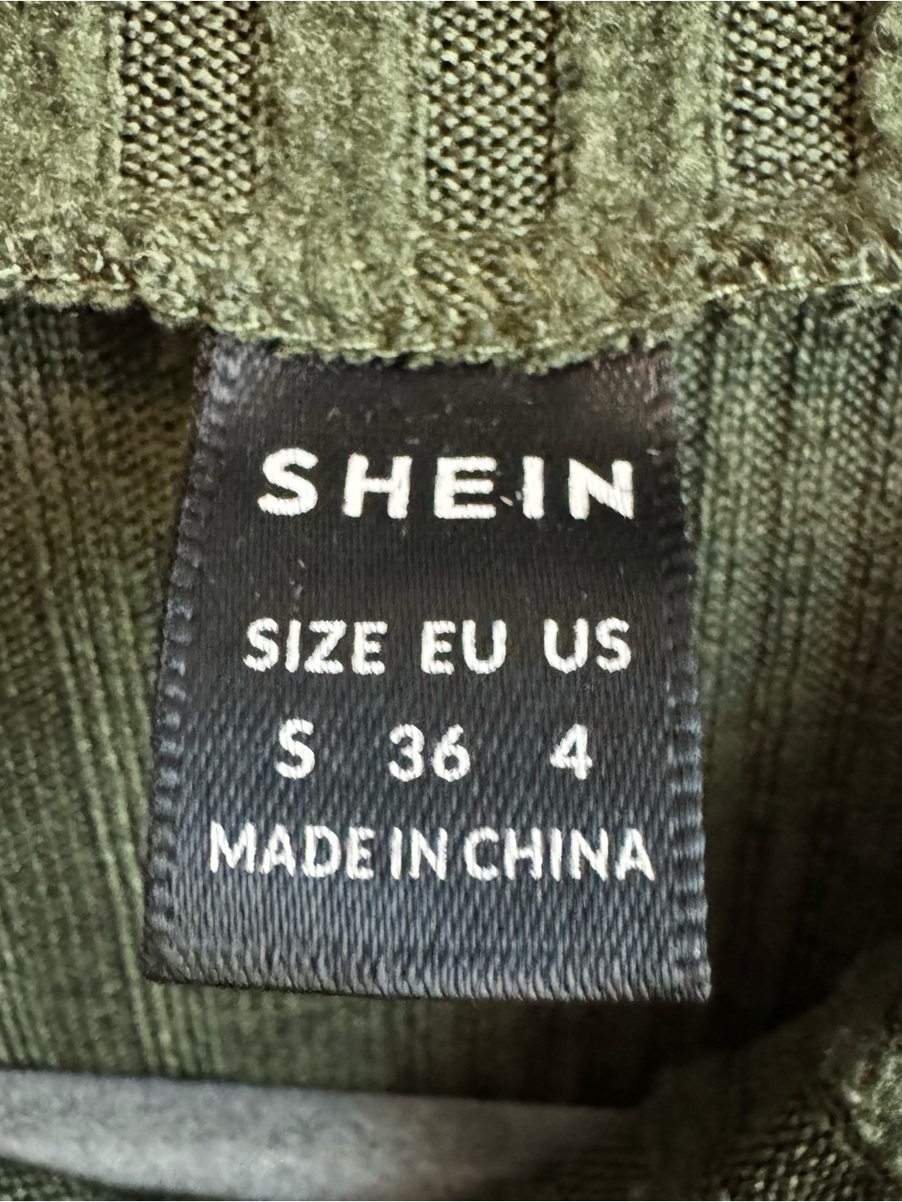 SHEIN Olive Green Ribbed Long Sleeve Drop Shoulder Top - Picture 3 of 4